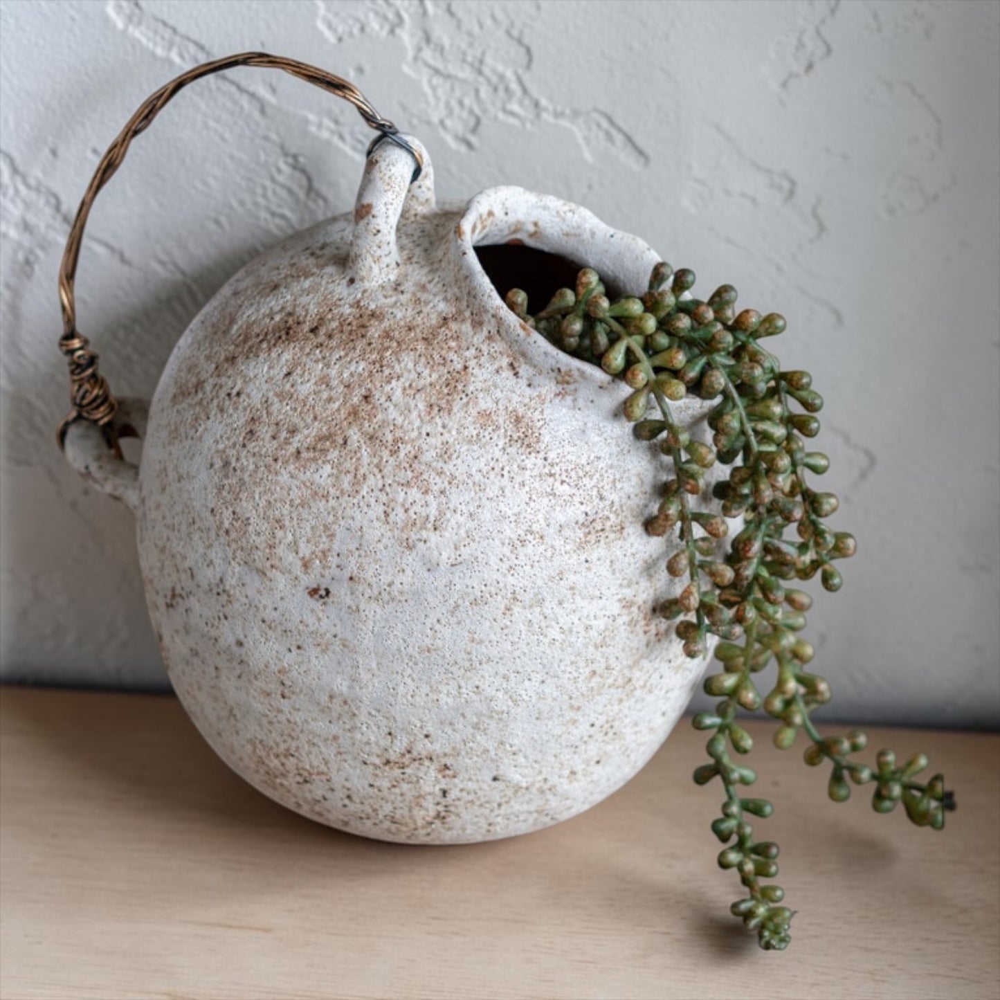 Hand - Pulled Decorative Jug with Wire Handle