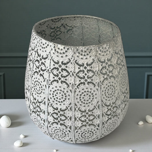 Decorative Lantern – Silvery White Large
